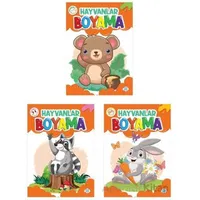 Hayvanlar Boyama Kitabı (3 Kitap) Dokuz Çocuk