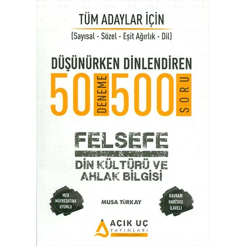 Tüm Adaylar İçin Felsefe-Din Kültürü ve Ahlak Bilgisi Soru Bankası Açık Uç Yayınları