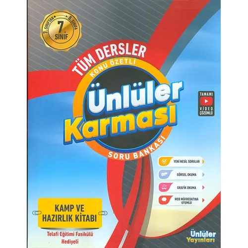 7.Sınıf Tüm Dersler Ünlüler Karması Kamp ve Hazırlık Kitabı