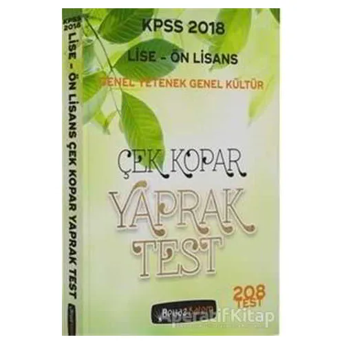 2018 KPSS Lise Ön Lisans Genel Yetenek Genel Kültür Çek Kopar Yaprak Test