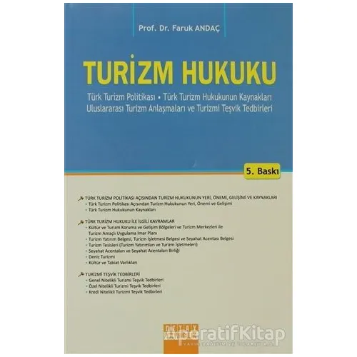 Turizm Hukuku - Faruk Andaç - Detay Yayıncılık - Akademik Kitaplar