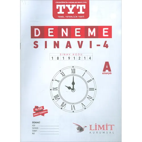 TYT Deneme Sınavı-4 A Kitapçığı Limit Yayınları