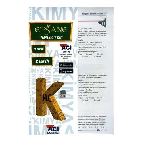 Açı Yayınları 10. Sınıf Kimya Yaprak Test