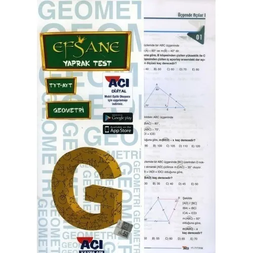 Açı Yayınları YKS TYT AYT Geometri Yaprak Test