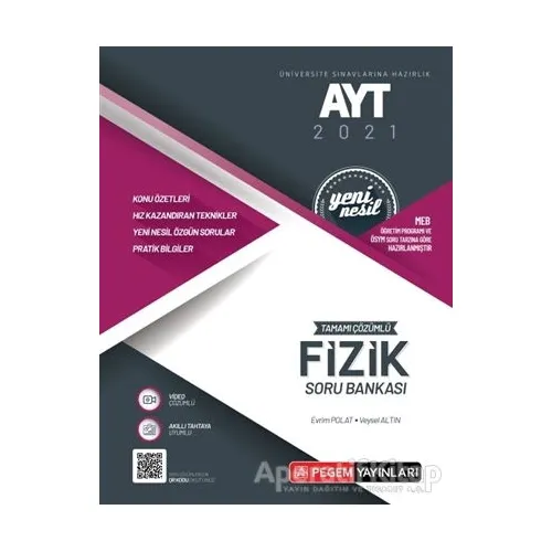 AYT 2021 Tamamı Çözümlü Fizik Soru Bankası - Kolektif - Pegem Akademi Yayıncılık