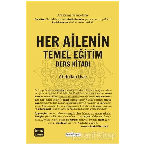 Her Ailenin Temel Eğitim Ders Kitabı - Abdullah Uyar - Kardelen Yayınları