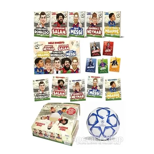 Efsane Futbolcular Kutulu Set (5 Kitap Takım - Futbol Topu Hediyeli) - Diego Roberto - Dokuz Çocuk