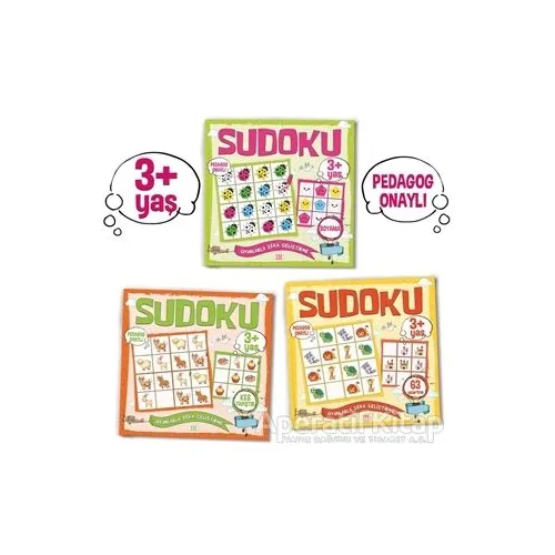 Çocuklar İçin Sudoku Seti (3+ Yaş) (3 Kitap Takım) - Kolektif - Dokuz Çocuk