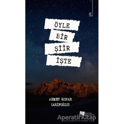 Öyle Bir Şiir İşte - Ahmet Kopar (Arifoğlu) - Karina Yayınevi