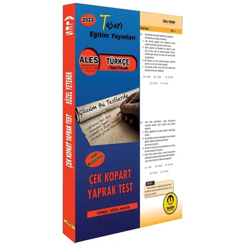 Tasarı 2022 ALES Türkçe Sözel Yetenek Yaprak Test Çek Kopart