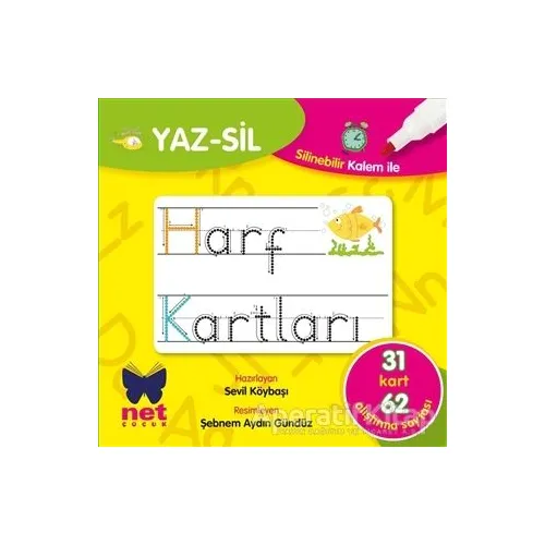 Yaz-Sil Harf Kartları - Sevil Köybaşı - Net Çocuk Yayınları