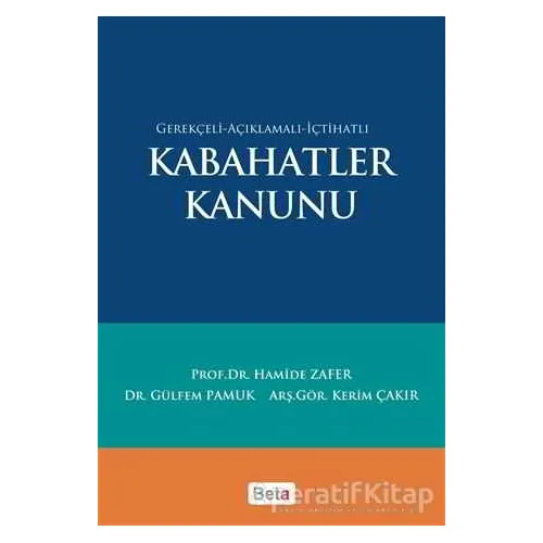 Kabahatler Kanunu - Gülfem Pamuk - Beta Yayınevi