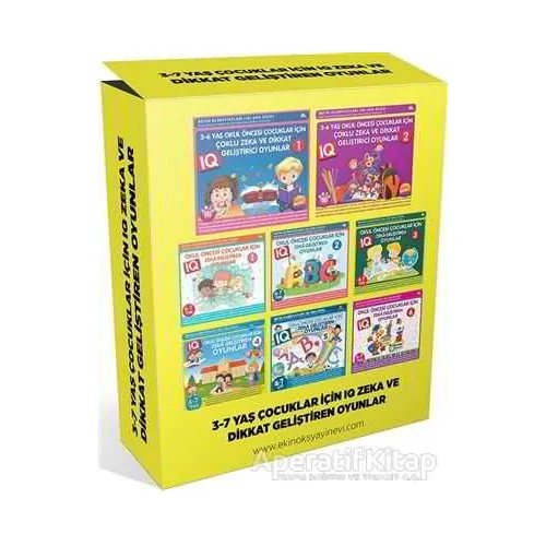 3-7 Yaş Çocuklar İçin IQ Zeka ve Dikkat Geliştiren Oyunlar (8 Kitap Takım)