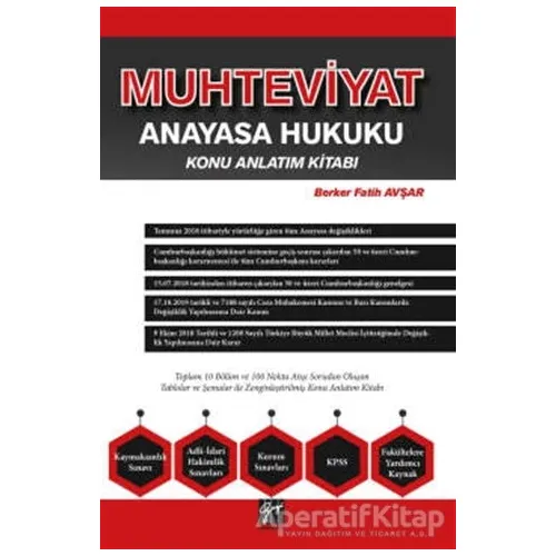 Muhteviyat Anayasa Hukuku Konu Anlatım Kitabı - Berker Fatih Avşar - Gazi Kitabevi