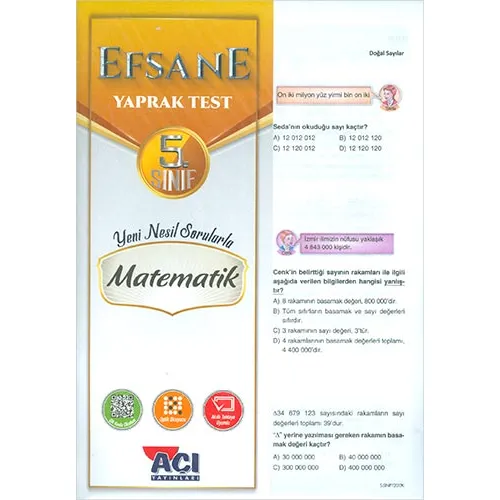 Açı 5.Sınıf Matematik Efsane Yaprak Test