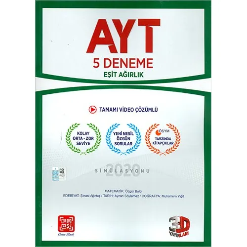 AYT Eşit Ağırlık 5 li Deneme 3D Yayınları