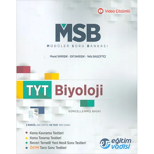 Eğitim Vadisi TYT Biyoloji Modüler Soru Bankası Video Çözümlü