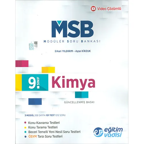 Eğitim Vadisi 9.Sınıf Kimya MSB Modüler Soru Bankası 2024 öncesi müfredat