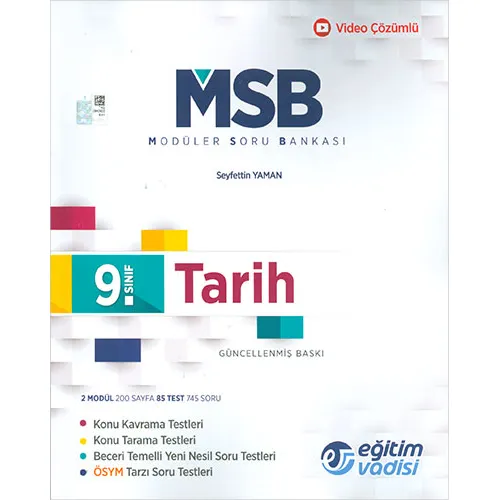 Eğitim Vadisi 9.Sınıf Tarih MSB Modüler Soru Bankası 2024 öncesi müfredat