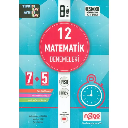 8.Sınıf 12 Matematik Denemeleri Nego Yayınları