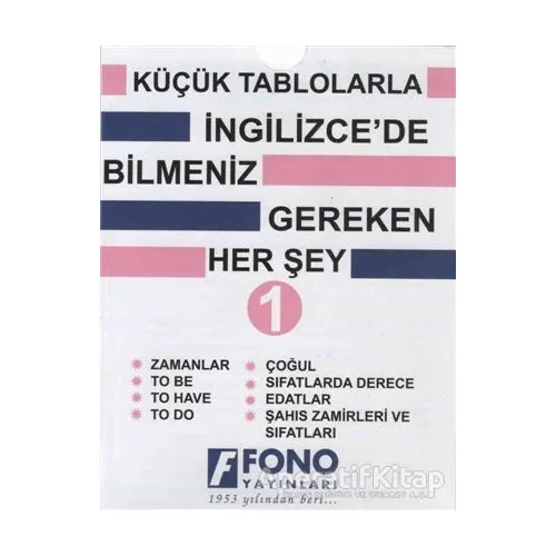 Küçük Tablolarla İngilizcede Bilmeniz Gereken Her Şey - Kolektif - Fono Yayınları