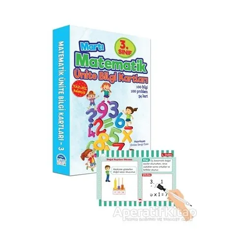 3. Sınıf Matematik Ünite Bilgi Kartları - Yaz Sil Kalemli - Emine Sevgi Özen - Martı Çocuk Yayınları