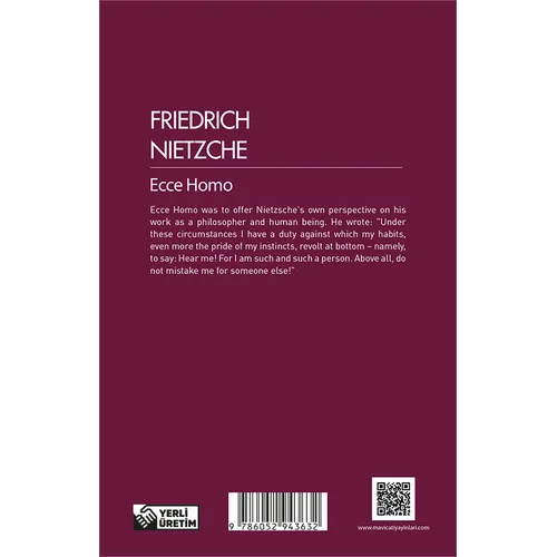 Ecce Homo - Friedrich Nıetzsche - (İngilizce) Maviçatı Yayınları