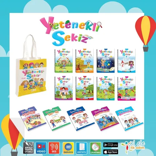 Yetenekli Sekiz 4+ Yaş Çantalı Set (13 Kitap) - İlk Adım Yayınları