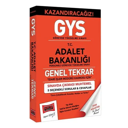 Yargı GYS Adalet Bakanlığı İdari İşler Müdürü Kadrosu İçin Genel Tekrar Kitabı