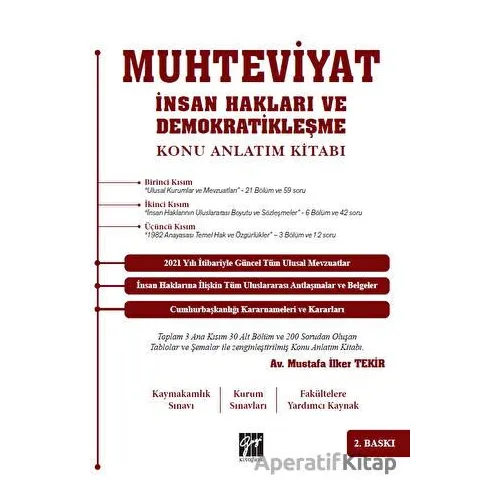 Muhteviyat İnsan Hakları ve Demokratikleşme - Mustafa İlker Tekir - Gazi Kitabevi