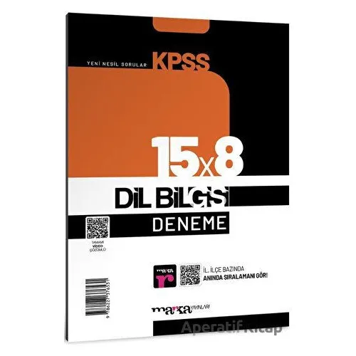 Marka 2024 KPSS Dil Bilgisi 15x8 Deneme Tamamı Video Çözümlü Marka Yayınları
