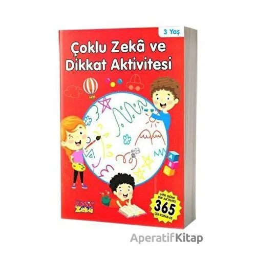 3 Yaş Çoklu Zeka ve Dikkat Aktivitesi - Kırmızı Kitap - Kolektif - Aktif Zeka Yayınları