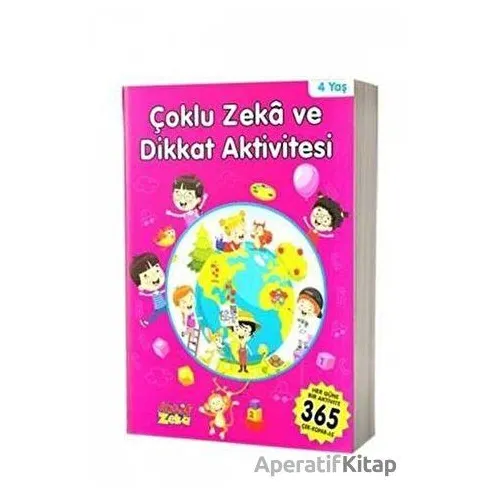 4 Yaş Çoklu Zeka ve Dikkat Aktivitesi - Pembe Kitap - Kolektif - Aktif Zeka Yayınları