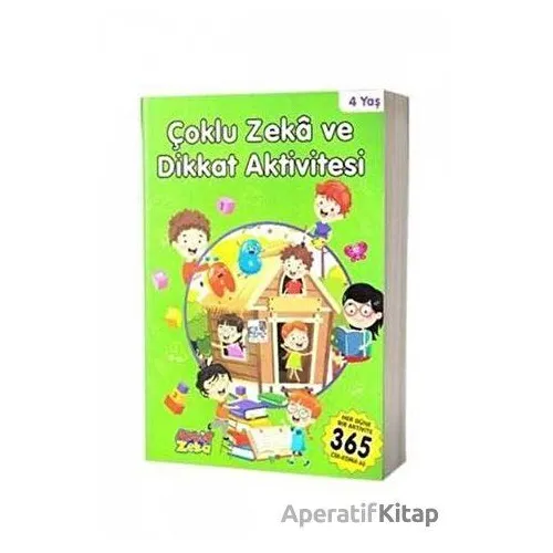 4 Yaş Çoklu Zeka ve Dikkat Aktivitesi - Yeşil Kitap - Kolektif - Aktif Zeka Yayınları
