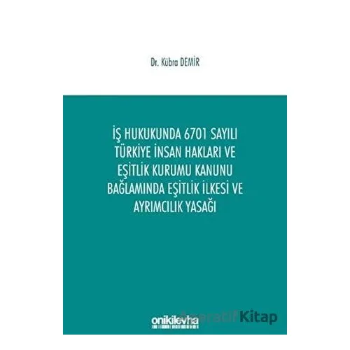 İş Hukukunda 6701 Sayılı Türkiye İnsan Hakları ve Eşitlik Kurumu Kanunu Bağlamında Eşitlik İlkesi ve