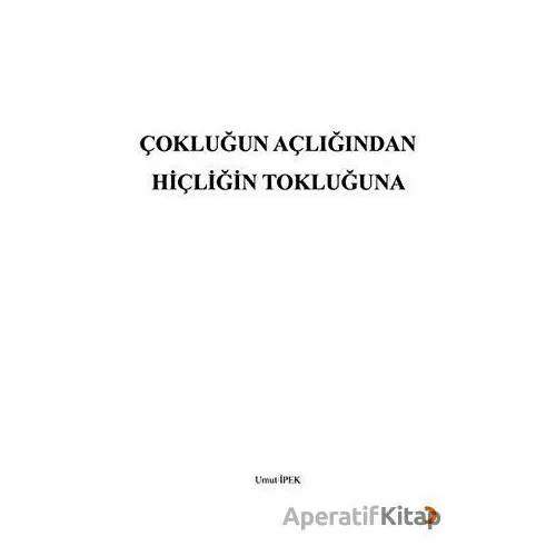 Çokluğun Açlığından Hiçliğin Tokluğuna - Umut İpek - Cinius Yayınları