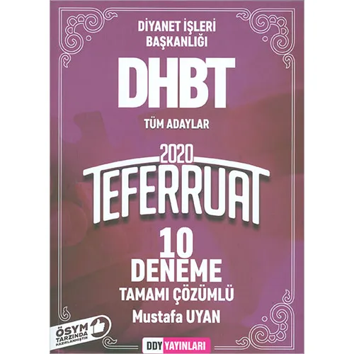 2020 DHBT Teferruat Serisi Tüm Adaylar İçin Tamamı Çözümlü 10 Deneme DDY Yayınları