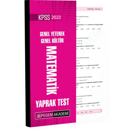 Pegem Akademi 2023 KPSS Genel Yetenek Genel Kültür Matematik Yaprak Test