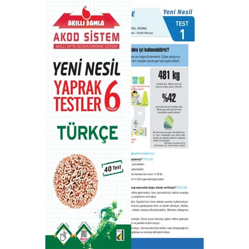 6. Sınıf Akıllı Damla Türkçe Yeni Nesil Yaprak Testler