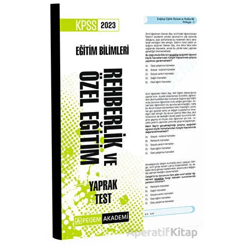 2023 KPSS Eğitim Bilimleri Rehberlik ve Özel Eğitim Yaprak Test