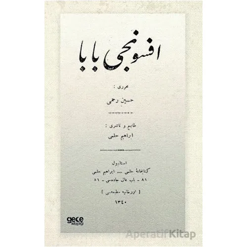 Efsuncu Baba (Osmanlıca) - Hüseyin Rahmi Gürpınar - Gece Kitaplığı