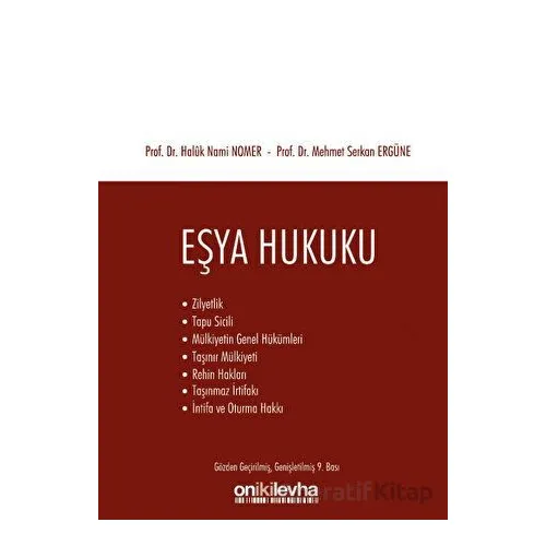 Eşya Hukuku - Haluk Nami Nomer - On İki Levha Yayınları