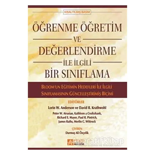 Öğrenme Öğretim ve Değerlendirme ile İlgili Bir Sınıflama - Kolektif - Pegem Akademi Yayıncılık