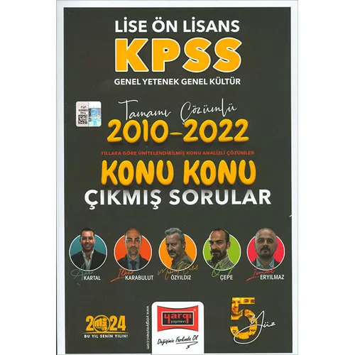 Yargı 2024 KPSS Lise Ön Lisans 2010-2022 Çözümlü Konu Konu Çıkmış Sorular