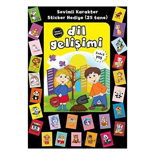 Stickerlı 3+4+5 Yaş Dil Gelişimi - Pedagog Afife Çoruk - Beyaz Panda Yayınları