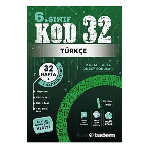 6. Sınıf Türkçe Kod 32 Tekrar Testleri - Kolektif - Tudem Yayınları
