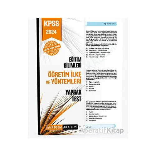 2024 KPSS Eğitim Bilimleri Öğretim İlke ve Yöntemleri Yaprak Test