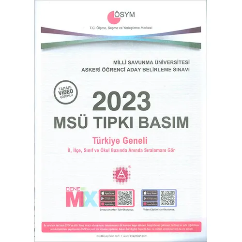 MSÜ Tıpkı Basım Deneme Sınavı A Yayınları