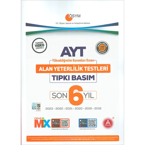 Son 6 Yıl AYT Tıpkı Basım Deneme Seti (23-22-21-20-19-18 Yılları) A Yayınları