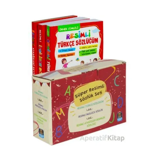 Süper Resimli Sözlük Seti Türkçe, İngilizce, Atasözleri (3 Kitap-Kutulu)